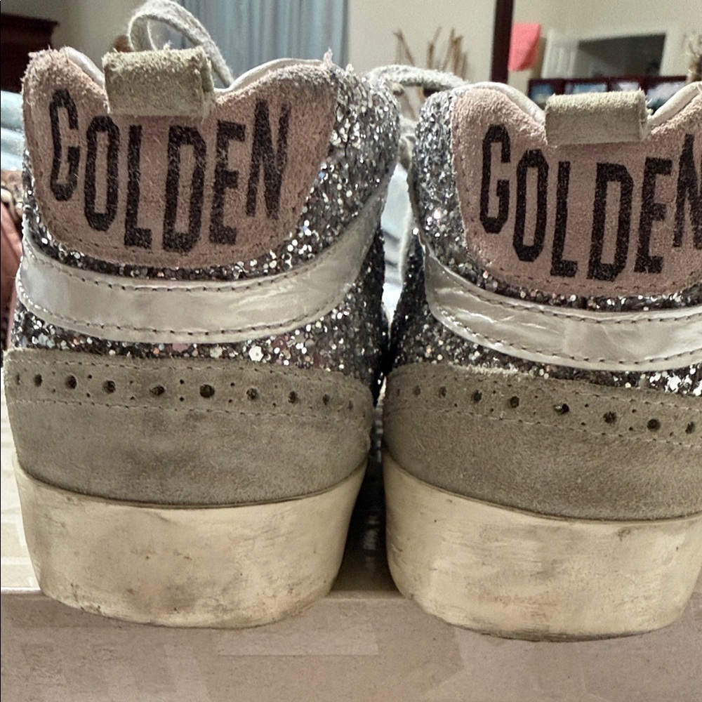 Golden Goose High-Top Sneakers with Silver Glitter Star size EU40 - Picture 6 of 13
